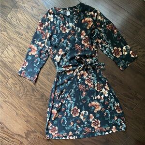 H&M Black Floral Tie Dress